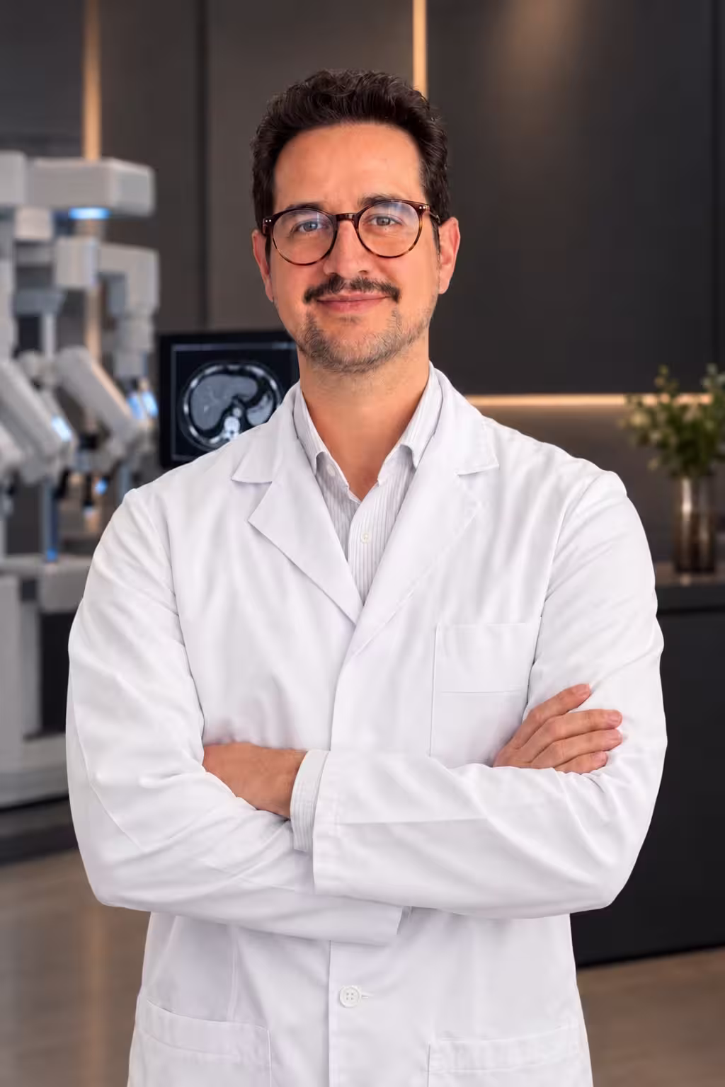 Dr. José David Alvarado in a robotic surgery suite